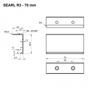 Griffleiste SEARL BA 70 - 780 mm schwarz eloxiert gebürstet