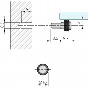 Bodenträger OR für Bohrloch Ø 5 mm (VE20)