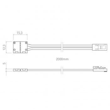MiniAMP Verbindungskabel für 8 mm LED-Stripe FLASH (2835) 12,3 x 15,3 x 5 mm 2-polig