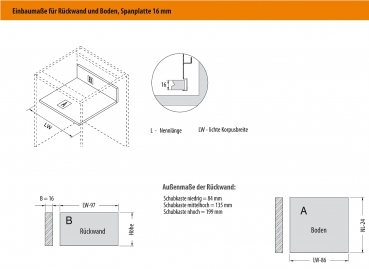 Modern Box Schubladensystem grau hoch (199 mm) 350 - 550