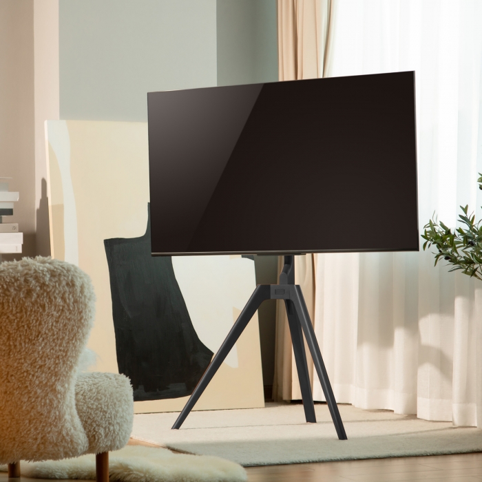 CAVO TV-Staffelei für Bildschirme 45 bis 65 Zoll Walnuss schwarz lackiert