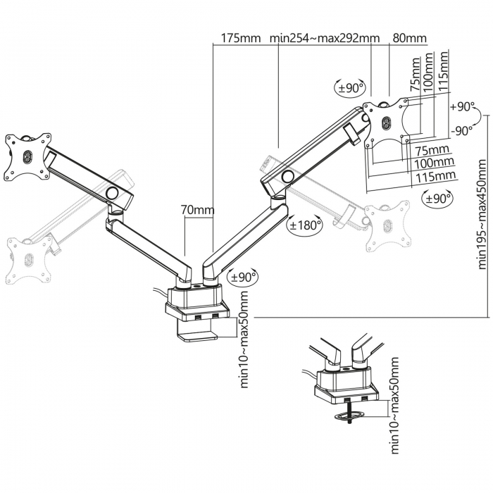 CAVO Motion 17-32 Zoll mit USB Anschluss 2-armige schwenkbare  Monitorhalterung von SOTECH 