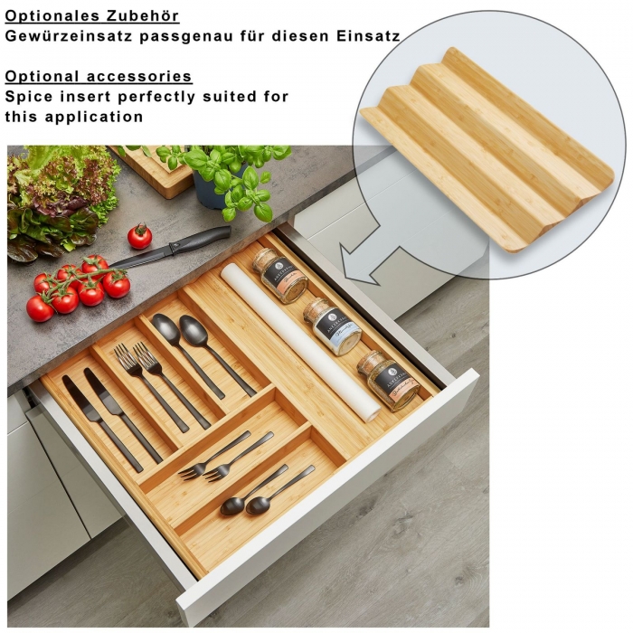 ORGA-BOX 3 BAMBUS Besteckeinsatz Tiefe 473 mm für Nobilia Küchen ab 2012