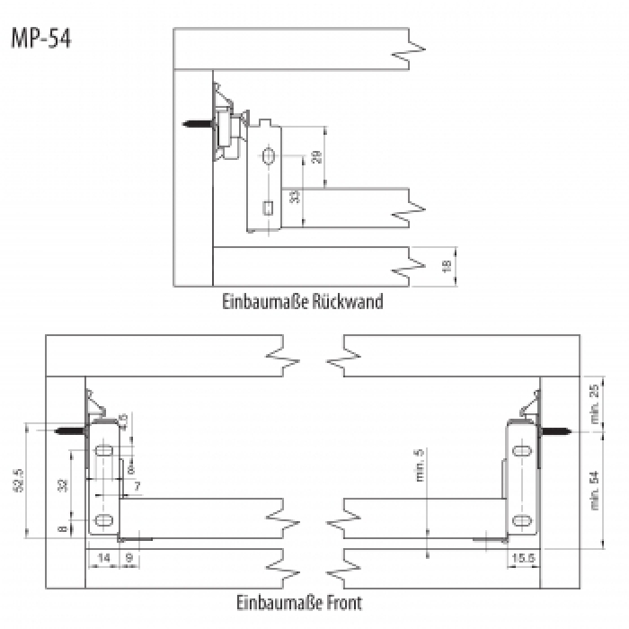 Metallbox Schubladensystem Höhe 86 mm Länge 270 - 550 mm cremeweiß
