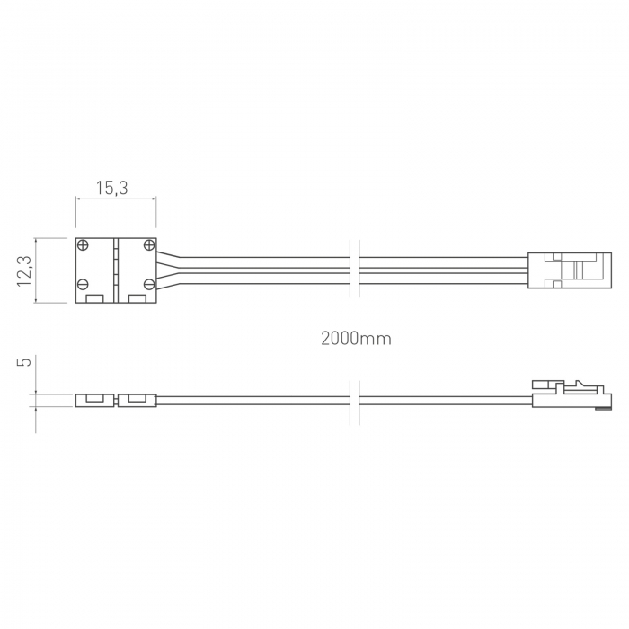 MiniAMP Verbindungskabel für 8 mm LED-Stripe FLASH (2835) 12,3 x 15,3 x 5 mm 2-polig