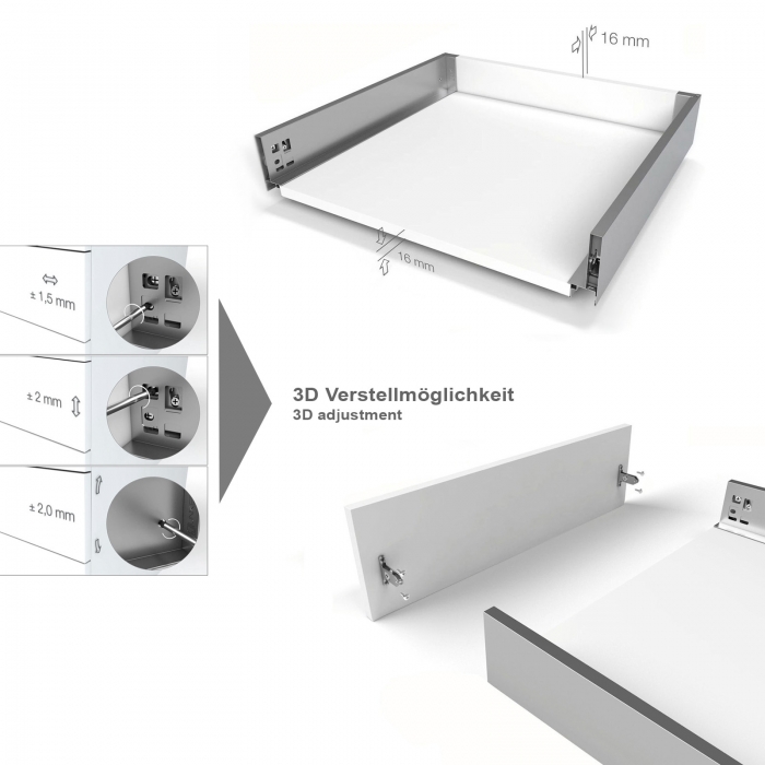 Schubladensystem JUNKER SLIM Push to Open weiß H: 199 mm, bis 35 Kg belastbar