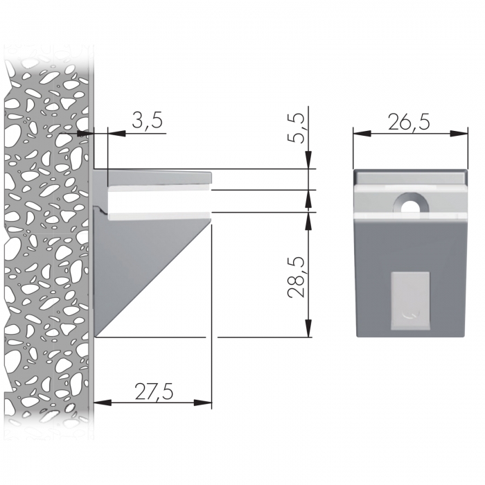 Regal- / Glasbodenträger KALABRONE MINI für 5 - 10 mm Bodenstärke 